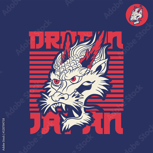 A Dragon head logo. This is vector illustration ideal for a mascot and tattoo or T-shirt graphic.