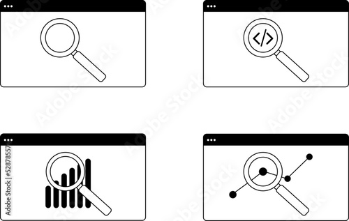 Browser Icon mit einer Lupe.