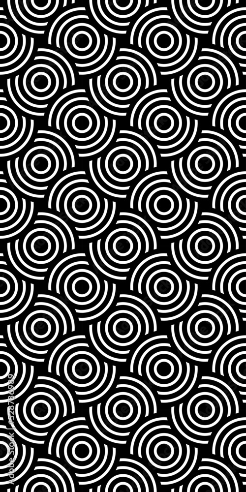 Vector seamless pattern with concentric circles. Geometric abstract background.