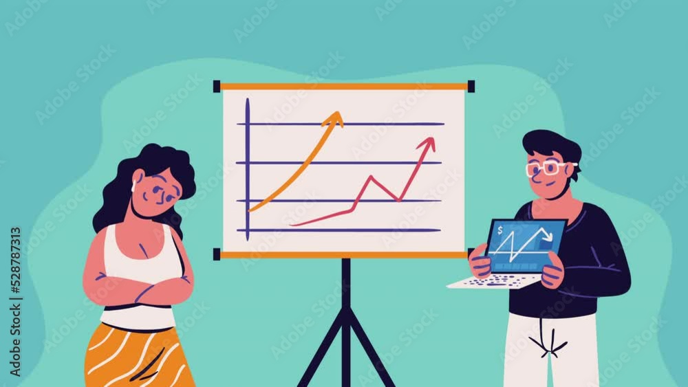 workers couple with paperboard animation workers couple with paperboard animation