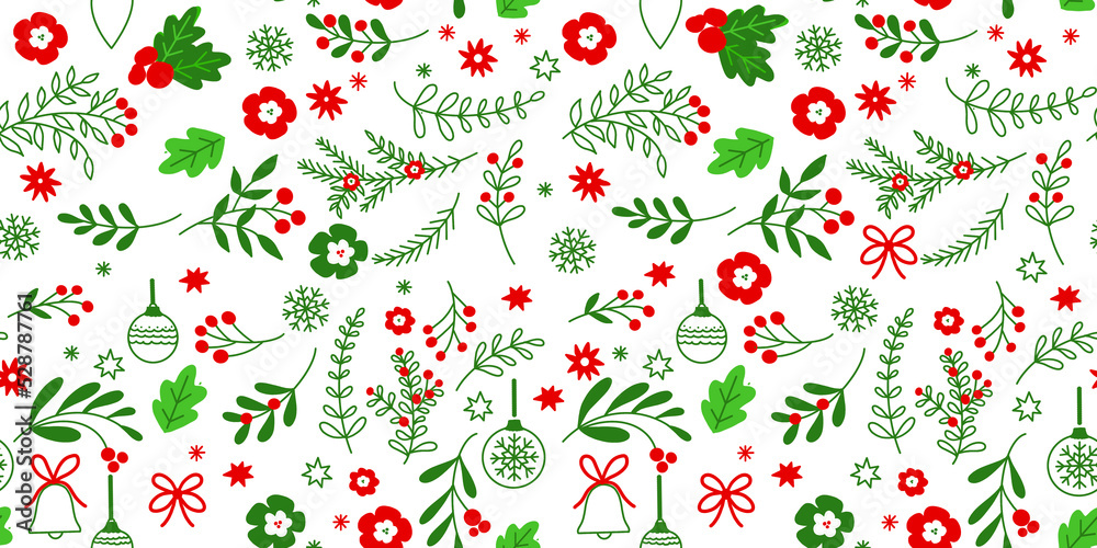 Fototapeta premium seamless pattern with Christmas pattern background isolated on transparent background