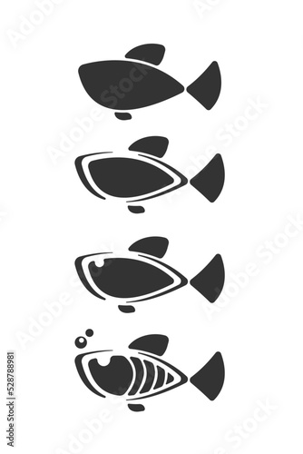 Black minimalistic fish icons