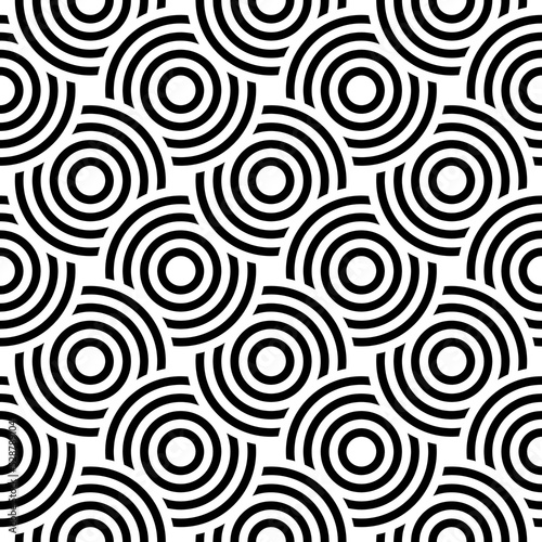 Vector seamless pattern with concentric circles. Geometric abstract background.