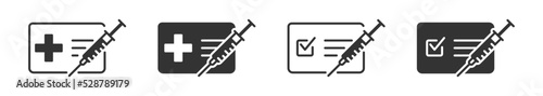 Vaccine passport icon. Vaccination certificate. Vector illustration.