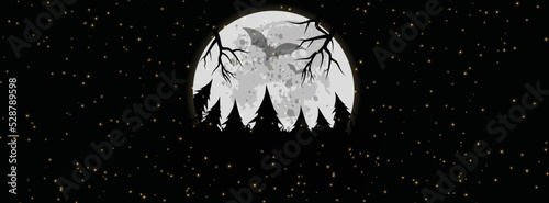 Flat Halloween night spooky Full moon Facebook cover template 17