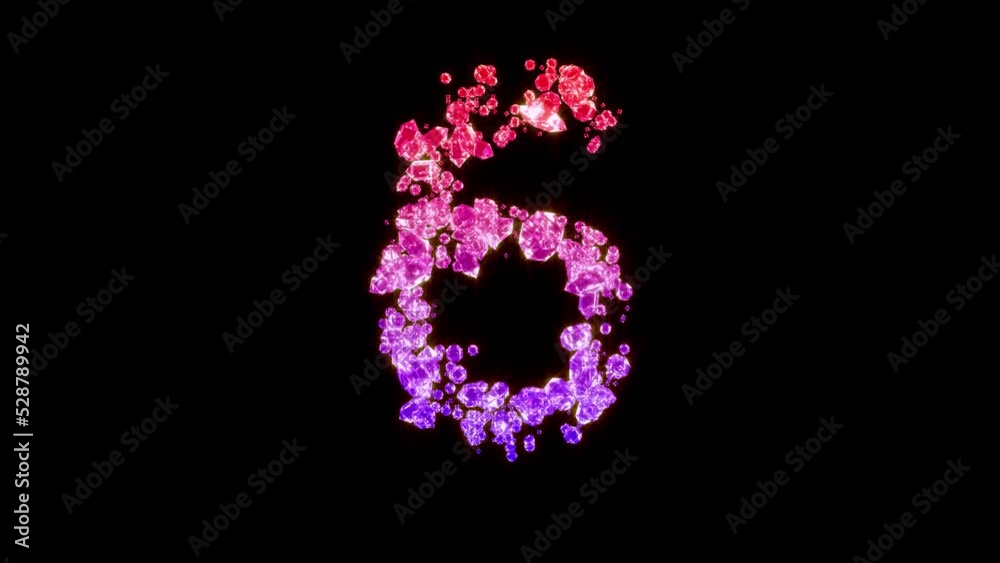 fancy red and rose fashion gems font - number 6, isolated - loop video fancy red and rose fashion gems font - number 6, isolated - loop video