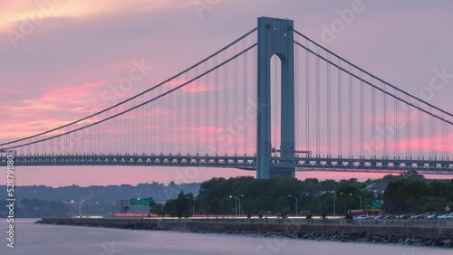 Verrazano narrow bridge sunset time-lapse