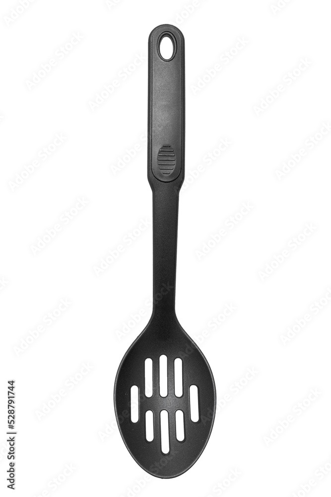 Slotted silicone spoon isolated on white Slotted silicone spoon isolated on white