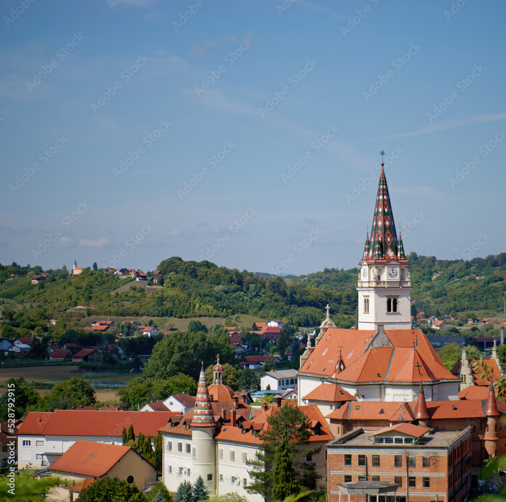 View from Calvary Hill on the Marija Bistrica shrine, the most famous Croatian shrine of St. Mary