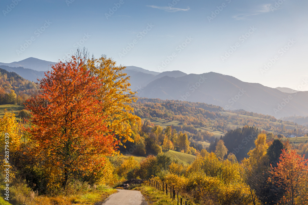 Beautiful mountainous landscape in the autumn season. The Mala Fatra national park in Slovakia, Europe.