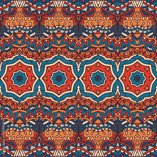 Abstract bohemian indian textile ethnic seamless pattern ornamental. Vector ethnic geomertric art background