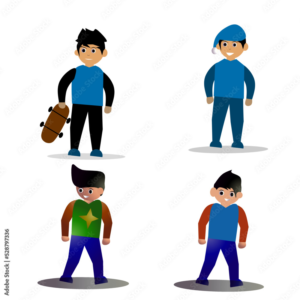 boy cartoon character bundle illustration boy cartoon character bundle illustration