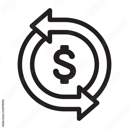 Currency conversion line icon. Dollar conversion outline vector illustration
