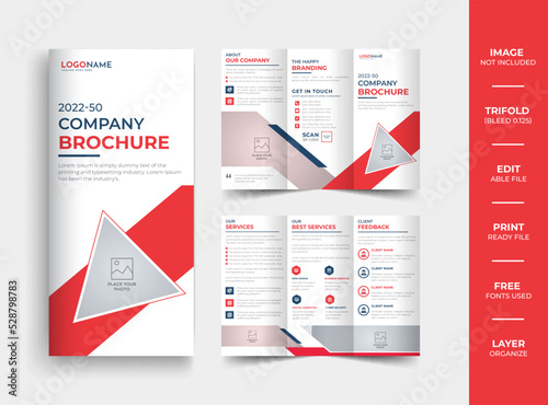 Abstract corporate company trifold brochure design template