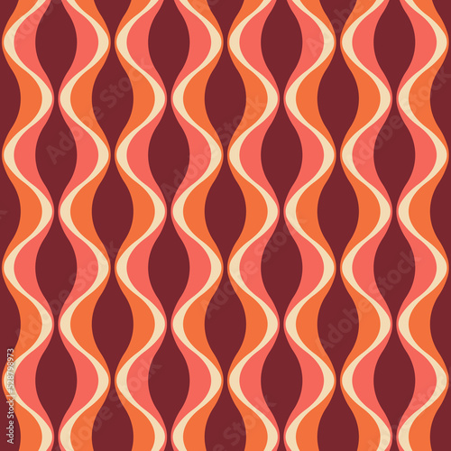 Aesthetic mid century printable seamless pattern with retro design. Decorative 50`s, 60's, 70's style Vintage modern background in minimalist mid century style for fabric, wallpaper or wrapping