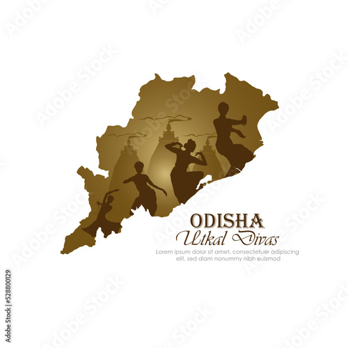 Happy Odisha Day, Utkal Divas, Hindi typography translate: Happy Odisha Day in indian state celebration photo