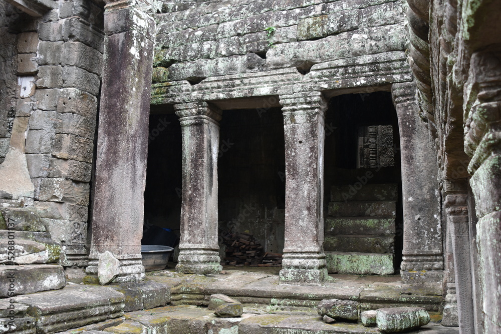 Columns, Entablature, and Stairway at The Bayon, Angkor Thom, Siem Reap Columns, Entablature, and Stairway at The Bayon, Angkor Thom, Siem Reap