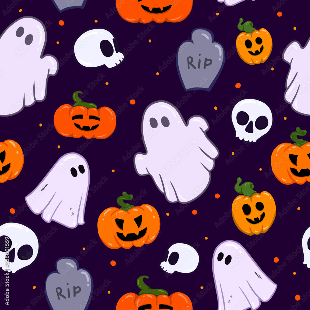 Pattern with Hallowen objects Pattern with Hallowen objects