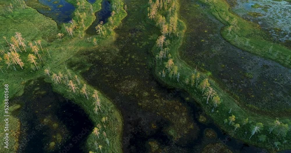 An aerial of summery aapa bog in Hossa region, Northern Finland An aerial of summery aapa bog in Hossa region, Northern Finland