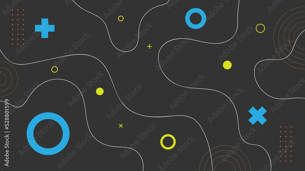 Modern Abstract Background with Retro Memphis Element and Dark Gray Pastel Color Modern Abstract Background with Retro Memphis Element and Dark Gray Pastel Color