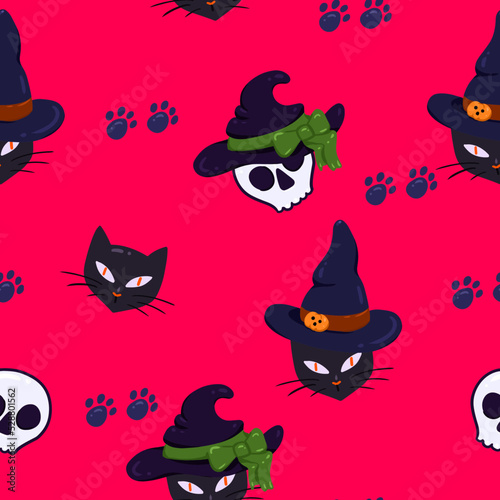 Pink pattern with black cats
