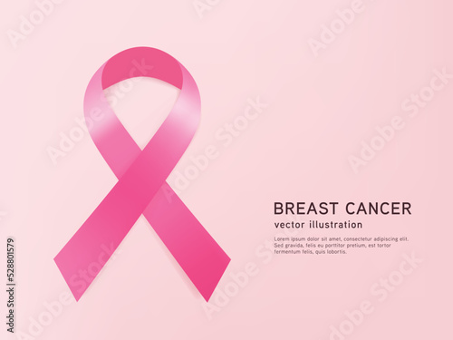 3d glossy pink ribbon in the breast cancer awareness month. 3d illustration vector symbol.