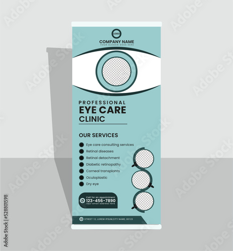 Eye care clinic roll up x stand banner
