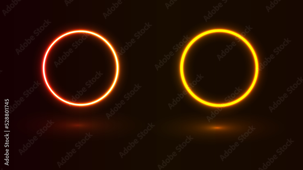 Naklejka premium WebNeon figure on a dark background. Two rings. Circles.