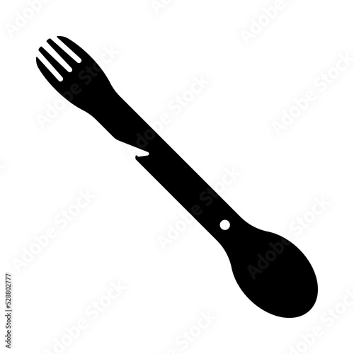 Spoon fork icon. Black silhouette. Front side view. Vector simple flat graphic illustration. Isolated object on a white background. Isolate.
