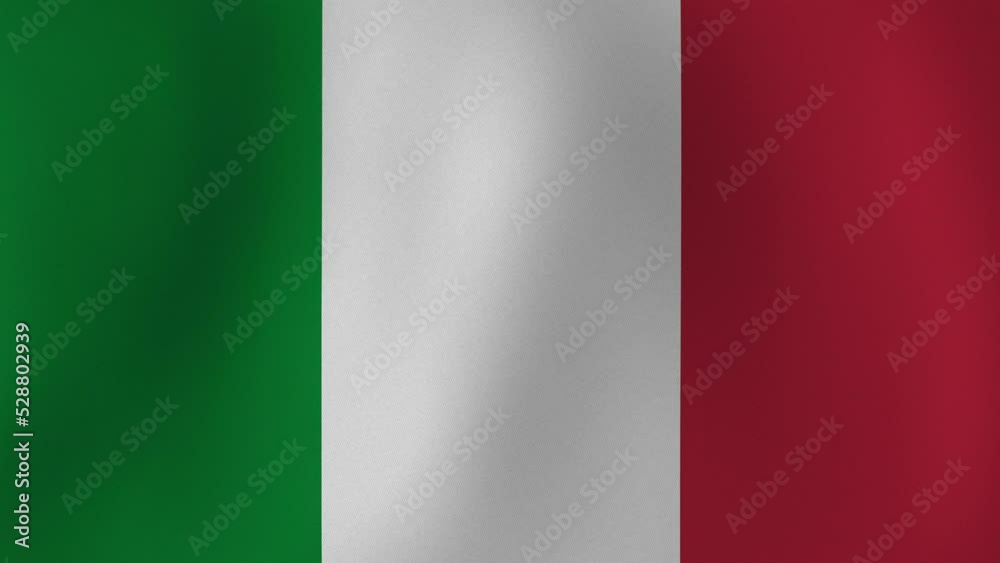 Italy flag waving, closeup background. 2D animation Italy flag waving, closeup background. 2D animation