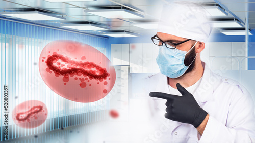 Doctor studies monkeypox. M...