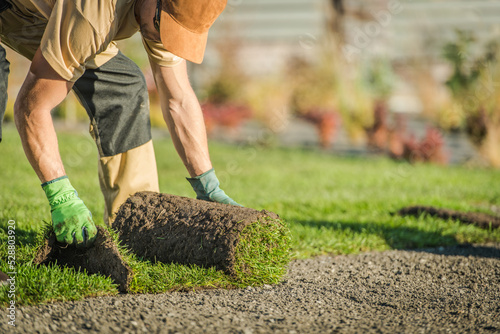 Εκτύπωση καμβά Gardener Laying Roll-Out Grass