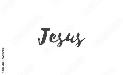 Jesus vector calligraphy lettering. Faith in the lord religious banner. Praise.