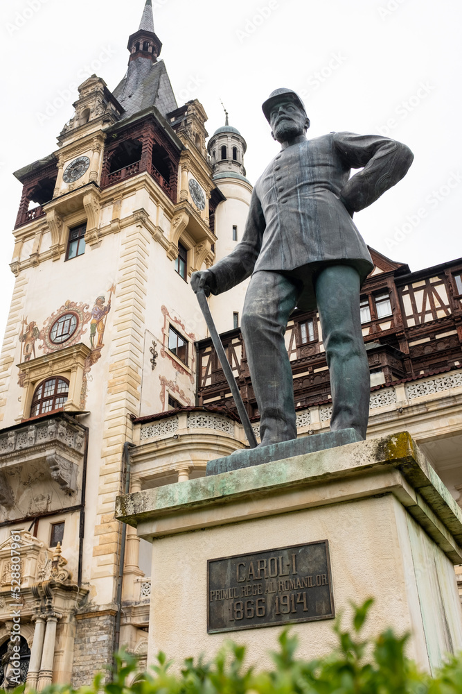 Fototapeta premium King Carol statue at The Peles Castle in Romania