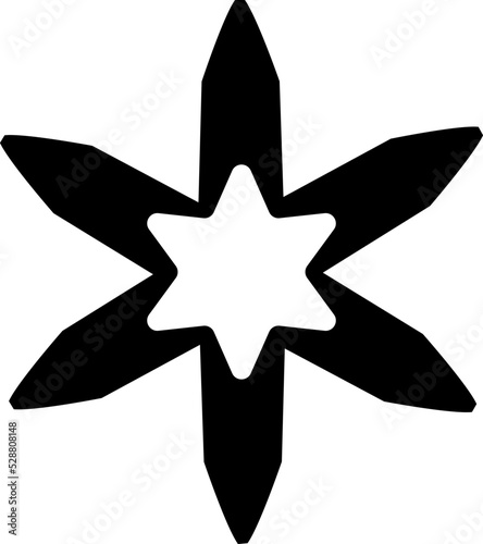 Snowflake, weather phenomenon sign - vector silhouette picture for logo or pictogram. Snowflake for sign or icon