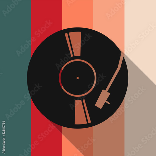 Black vinyl record disc flat retro concept vector illustration  