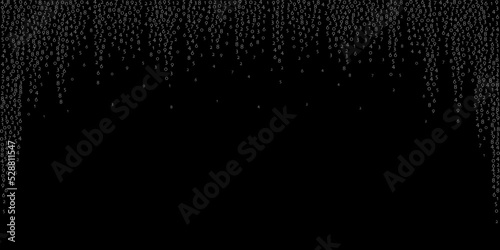Falling numbers, big data concept. Binary white flying digits. Noteworthy futuristic banner on black background. Digital vector illustration with falling numbers.