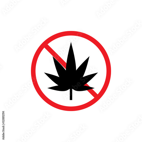 Prohibition to bring cannabis. Sticker design and sign.