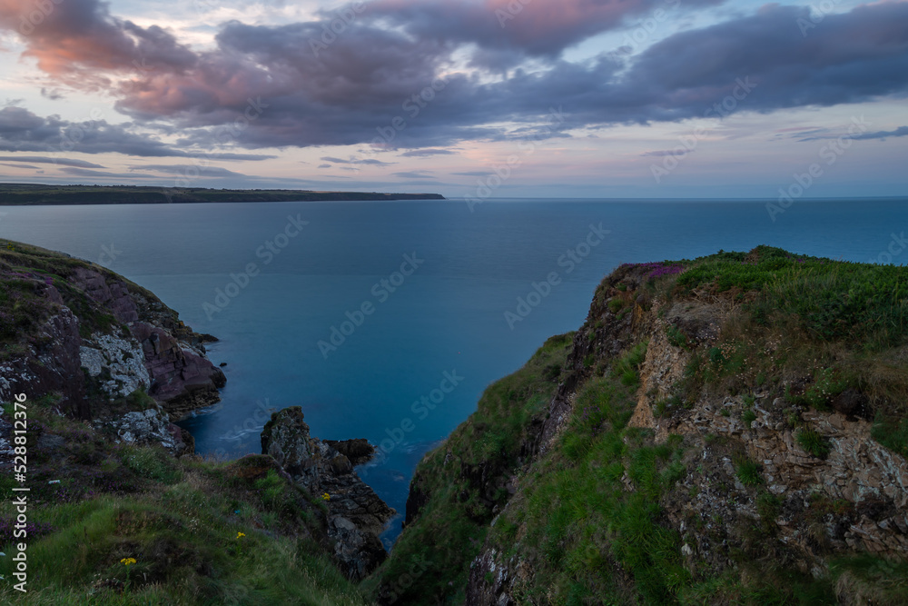 sunset over the sea, Cliff Walk in Ardmore