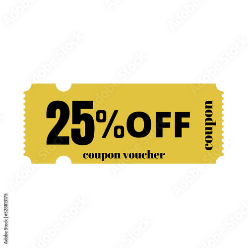 25% big sale discount, special offer,(Black Friday) coupon voucher number tag vector illustration. Twenty-five 