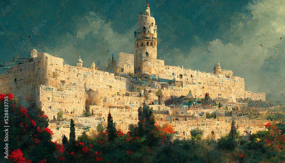 The landscape of majestic Jerusalem - obrazy, fototapety, plakaty 