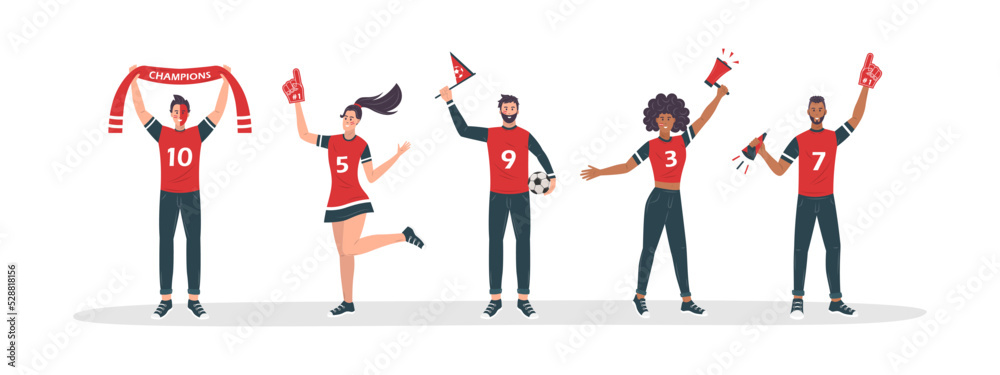 Fanáticos de los deportes. Grupo de personas animando a su equipo de fútbol, ​​los seguidores o fans ven el partido de fútbol. Concepto de audiencia
