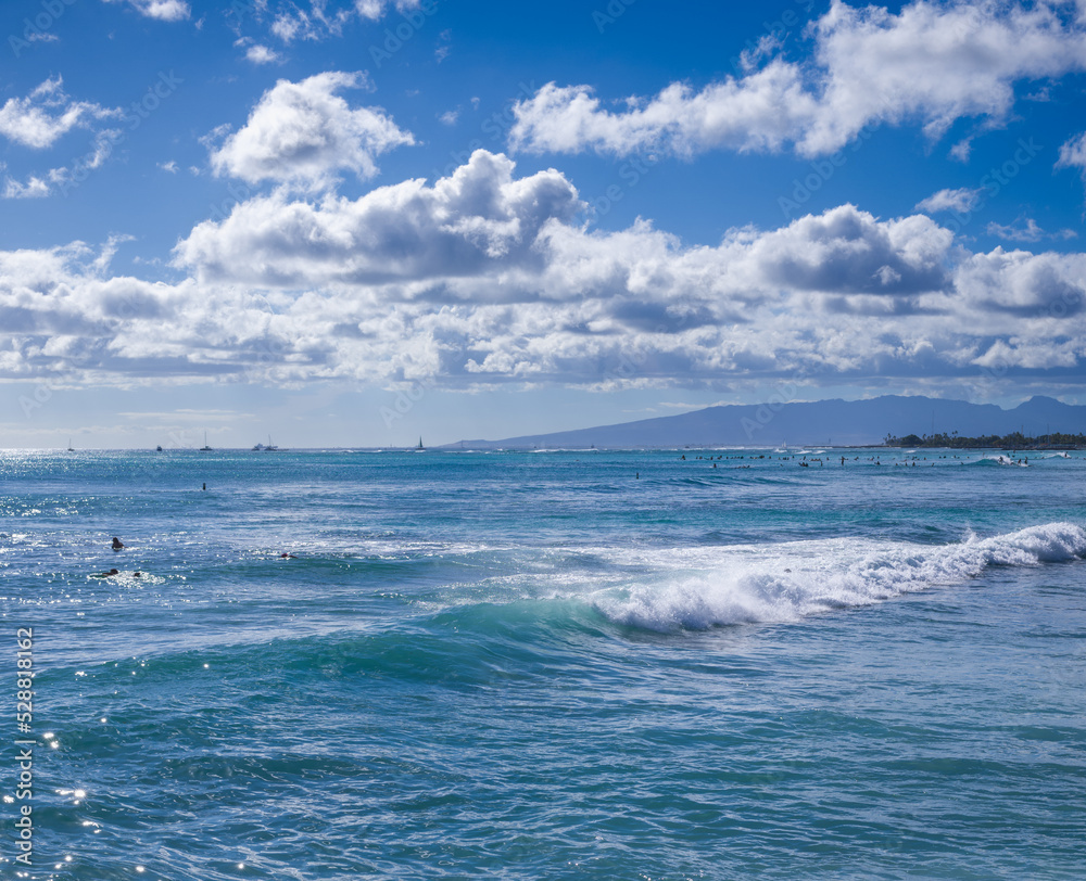 Tropical Template of Turquoise Blue Ocean and a Breaking Wave. Tropical Template of Turquoise Blue Ocean and a Breaking Wave.