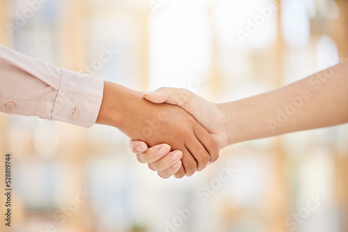Business handshake, collaboration and b2b deal in agreement, teamwork and meeting for contract plan at the office. People in partnership for team, planning and strategy for analytics at a workplace.