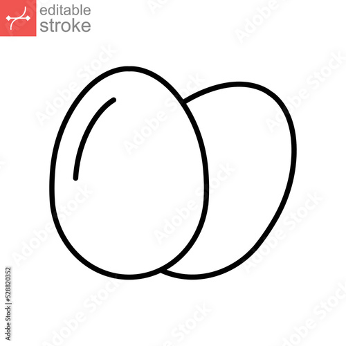 egg icon. outline style. organic animal protein nutrition for breakfast. fresh hen eggshell simple logo. Two eggs food. Editable stroke. vector illustration. design on white background. EPS 10