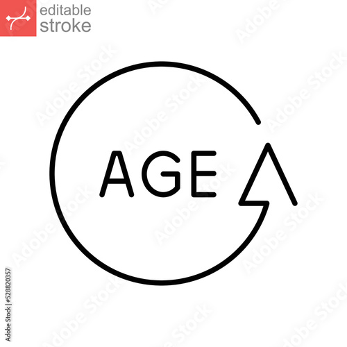 age icon. word age in circular arrows pointer logo signs and symbols can be used for web, logo, mobile app. outline style editable stroke. Vector illustration. design on white background. EPS 10