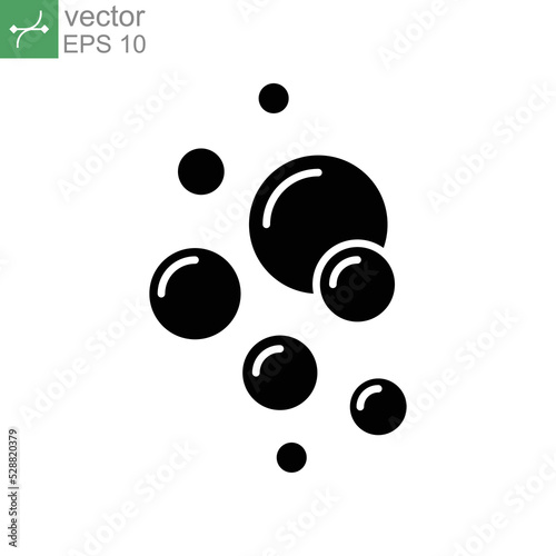 Bubble icon solid style. Clear water splash. Soap foam, fizzy drink, oxygen bubble pictogram symbol. Fresh aqua drop for wet sign. Vector illustration design on white background. EPS 10