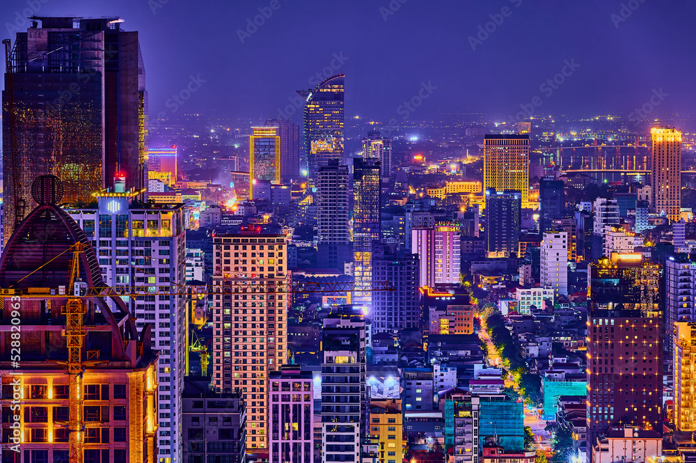 skyline at night in phnom penh city capitall of cambodia skyline at night in phnom penh city capitall of cambodia