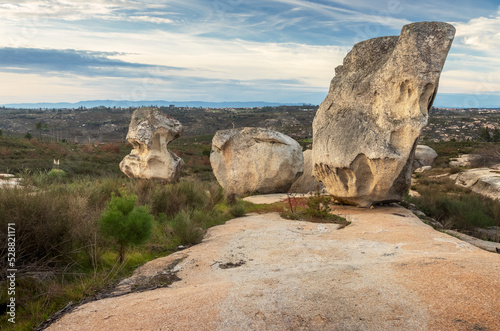 Granitic landscape in the village of Travancinha, municipality of Seia, Portugal, within the Estrela Geopark.