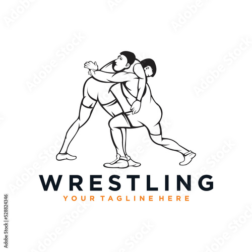 wrestling logo vector design silhouette